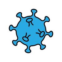 icono azul del microbio del virus chino médico cepa mortal peligrosa covid 019 enfermedad pandémica epidémica de coronavirus. ilustración vectorial aislada en un fondo blanco vector