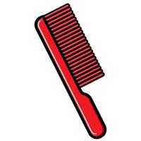 Beautiful simple flat icon of a plastic red comb for combing hair and doing hairstyles for pointing beauty isolated on a white background. Vector illustration