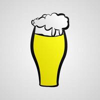 Beautiful yellow glass glass of tasty fresh foamy light beer on a white background vector