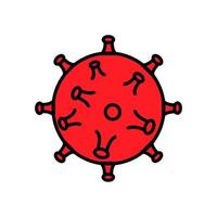 icono rojo del microbio del virus chino médico cepa mortal peligrosa covid 019 enfermedad pandémica epidémica de coronavirus. ilustración vectorial aislada en un fondo blanco vector