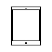 Vector illustration of black and white modern digital digital smart rectangular tablet with icon isolated on white background. Concept computer digital technologies