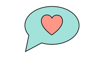 A simple flat-style icon of a beautiful heart in the dialog cloud of thoughts for the feast of love Valentine's Day or March 8. Vector illustration