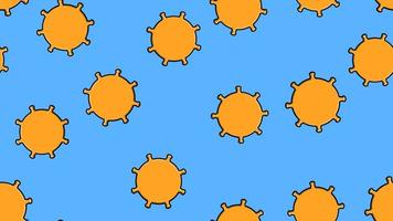 Endless seamless pattern of yellow dangerous infectious deadly respiratory coronaviruses pandemic epidemic, Covid-19 microbe viruses causing pneumonia on a blue background vector