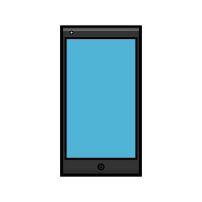 Vector illustration of a flat icon of a modern digital digital smart rectangular smartphone mobile phone with isolated on white background. Concept computer digital technologies