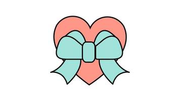 Simple flat style icon of a beautiful heart with a bow for the holiday of love Valentine's Day or March 8. Vector illustration
