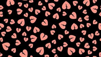 Texture endless seamless pattern from flat icons of broken hearts, love items for the feast of love Valentine's Day February 14 or March 8 on a black background. Vector illustration