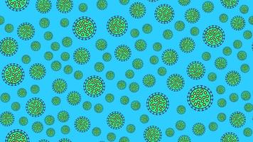Endless seamless pattern of green dangerous infectious deadly respiratory coronaviruses pandemic epidemic, Covid-19 microbe viruses causing pneumonia on a blue background vector
