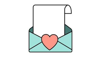 Simple icon in flat style of a beautiful letter in an envelope with a heart for the holiday of love, Valentine's Day or March 8. Vector illustration