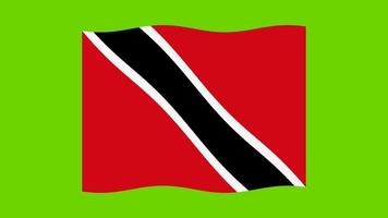 animação de loop sem costura de bandeira de trinidad e tobago. acenando a bandeira na tela verde. video