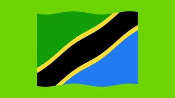 nationell flagga av tanzania vinka grön skärm animation. video