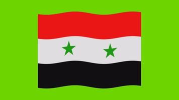 Animación de pantalla verde de la bandera nacional de Siria. animación en bucle de la bandera siria. video