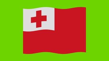 animation of the Tonga flag on a green screen background video