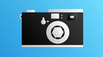 Old beautiful retro hipster camera for photographing from the 70s, 80s, 90s on a blue background vector