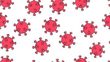 Endless seamless pattern of red dangerous infectious deadly respiratory coronaviruses pandemic epidemic, Covid-19 microbe viruses causing pneumonia on a white background vector