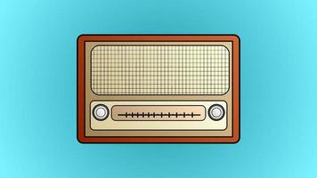 vieja y hermosa radio retro hipster para escuchar música de los años 70, 80, 90 con un fondo azul vector