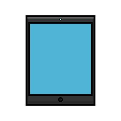 Vector illustration of a flat icon of a modern digital digital rectangular mobile tablet isolated on white background. Concept computer digital technologies