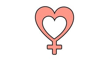 Simple flat style icon of the beautiful symbol of the astronomical man and Mars in the heart for the feast of love on Valentine's Day or March 8th. Vector illustration