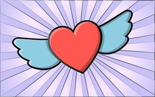 Simple flat icon beautiful hearts with wings for the holiday of love, Valentine's Day or March 8th. Vector illustration