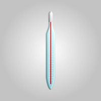 Beautiful medical icon of a glass mercury old thermometer for measuring temperature on a white background vector