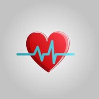 Beautiful red medical healing heart with pulse and cardiogram on a white background vector