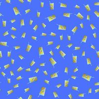 interminable patrón sin costuras de hermosos vasos de vidrio con sabrosos cócteles alcohólicos con hielo y pajitas para una fiesta en un fondo azul. ilustración vectorial vector