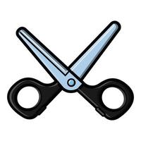 Beautiful simple flat icon of iron sharp metal scissors for manicure or office stationery for cutting paper isolated on white background. Vector illustration