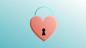 Beautiful festive red love joyful door lock in the form of a heart for a greeting card to the day of all lovers, Valentine's Day on a blue background vector