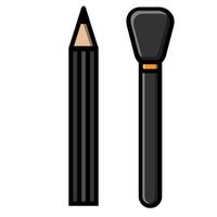 hermosos íconos planos de pinceles glamorosos de moda para la belleza y el maquillaje y un lápiz para teñir pestañas y pestañas aisladas en un fondo blanco. ilustración vectorial vector