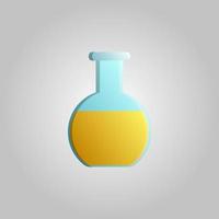 Beautiful medical icon of a scientific glass laboratory chemical test tube, research flask on a white background vector