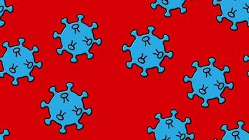 Endless seamless pattern of blue dangerous infectious deadly respiratory coronaviruses pandemic epidemic, Covid-19 microbe viruses causing pneumonia on a red background vector