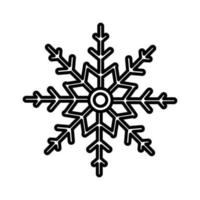 Black and white small simple linear icon of a beautiful festive New Year's Christmas small cold carved unique snowflake on a white background. Vector illustration