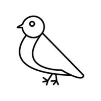 Black and white small simple linear icon of a beautiful festive New Year Christmas bullfinch, small bird on a white background. Vector illustration