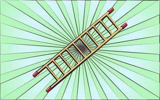 Construction repair garden tool ladder on a background of abstract green rays. Vector illustration