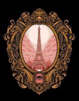 illustration retro eiffel tower with vintage style vector