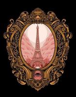 illustration retro eiffel tower with vintage style vector