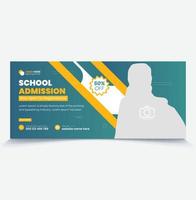 banner de portada de redes sociales de admisión a la escuela. vector