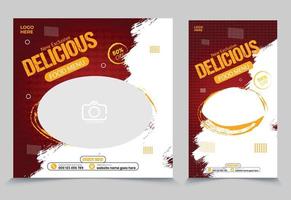 Delicious food at restaurant promo story, vector illustration. web page stories post template for promotional restaurant food business