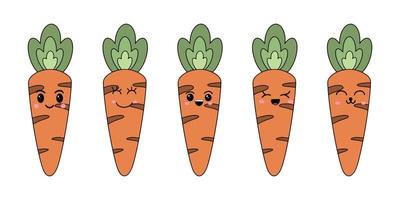 Kawaii. Carrot icon in cartoon style. Vector illustration isolated on white background.