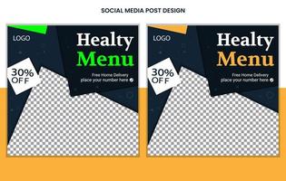 plantilla de diseño de publicación de comida en redes sociales, diseño de publicación de restaurante en redes sociales, diseño de publicación de hamburguesas, diseño de publicación de menú vector