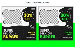 Food Social media post design template, Restaurant Social Media Post Design, Burger Post Design, Menu post design vector
