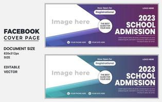 School Admission Facebook Cover and Web Banner Template design free vector