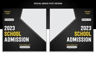 School Admission social media post and Web Banner Template design vector