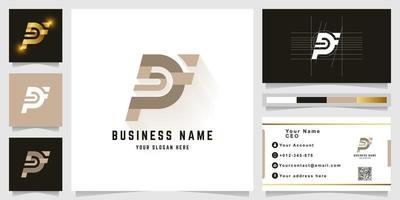 Letter PF or DF monogram logo with business card design vector