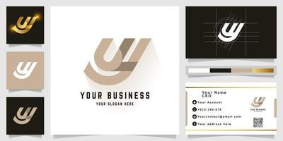 Letter yw or uy monogram logo with business card design vector