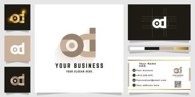 Letter od or ocd monogram logo with business card design vector