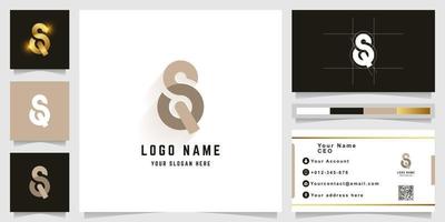 Letter S or SQ monogram logo with business card design vector