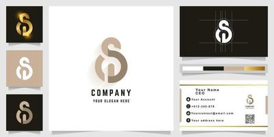Letter SD or SO monogram logo with business card design vector