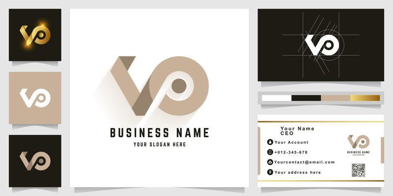 Letter VO or VP monogram logo with business card design