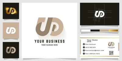 Letter UD or ua monogram logo with business card design vector