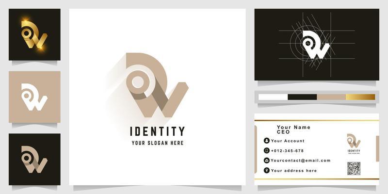 Letter DW or PW monogram logo with business card design
